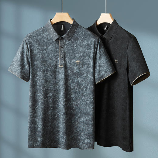 【冰丝弹力】【DPF】大依优型大码短袖POLO衫t恤夏季翻领男士宽松上衣半袖体恤胖子 商品图0