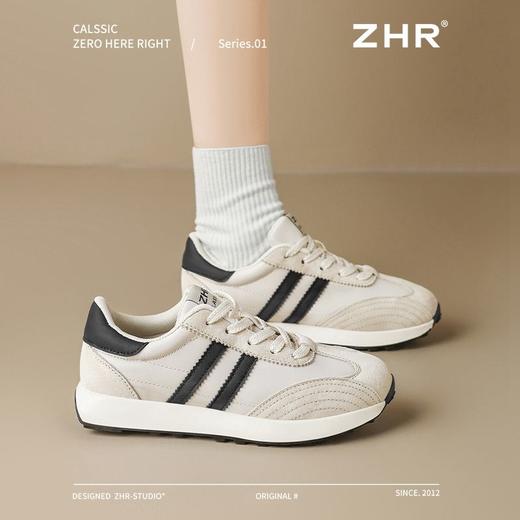 ZHR则则真皮拼接休闲鞋轻便耐磨女鞋春季新款ins百搭老爹鞋运动鞋 商品图5