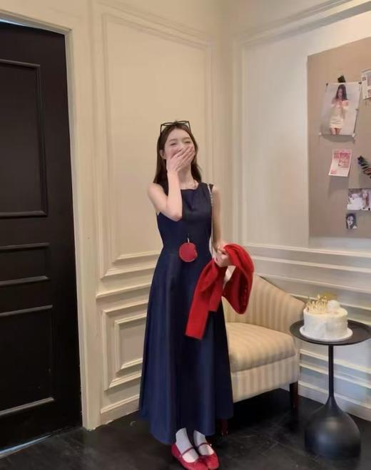 【GZ】无忧购港风复古丹宁牛仔收腰连衣裙+针织开衫套装551短/564长（现货48小时发货） 商品图3