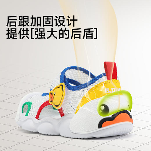 B.Duck小黄鸭童鞋女童包头凉鞋夏季透气男童鞋魔术贴儿童凉运动鞋24-30 B2686862 商品图4