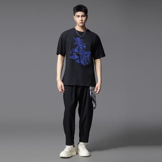 PINLI品立2025夏季新款男士天马烫钻圆领短袖T恤上衣BG252111033 商品图4