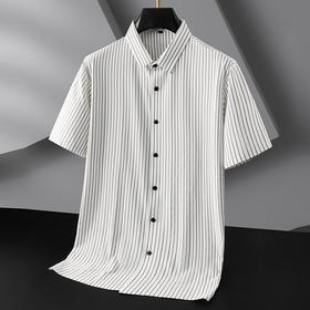 【桑蚕丝】【DWN】大依优型大码男装冰丝短袖衬衫加肥加大半袖衬衣宽松休闲弹力打底夏季胖子男士上衣