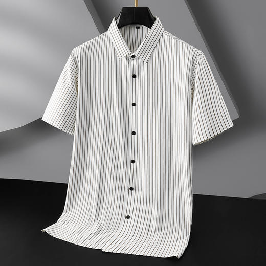 【桑蚕丝】【DWN】大依优型大码男装冰丝短袖衬衫加肥加大半袖衬衣宽松休闲弹力打底夏季胖子男士上衣 商品图0