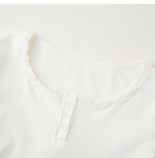 半身缘女装 春季内搭修身打底蕾丝花边长袖小衫251113U01113435 商品图2