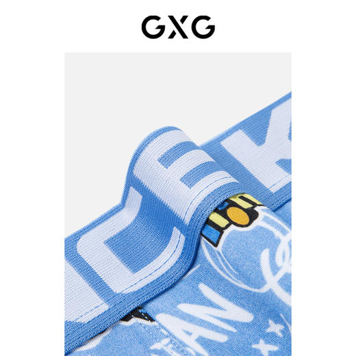 GXG男士【单条装】内裤蓝色印花内裤卡通趣味四角裤2024春夏热卖 商品图4