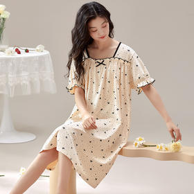 新款睡衣女夏季短袖睡裙连体短裙家居服薄款甜美可爱居家休闲透气2025夏季新款睡衣
