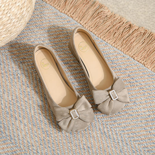 品质好货| Safiya/索菲娅蝴蝶结气质羊皮垫平底浅口单鞋SF41111733 商品图7