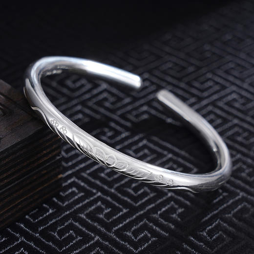 子佩集S999银【菡萏初妆】手工纯银手镯原创设计【55023114】2503 商品图1