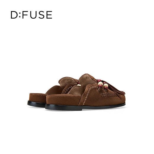 Dfuse迪芙斯2025春季新款手工感一脚蹬懒人鞋复古流苏包头勃肯鞋DFD1110127 商品图8