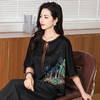 丁摩缎面香云纱小衫中老年女装时尚绣花洋气质复古妈妈新中式真丝上衣AL221823 商品缩略图3