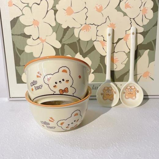 「两碗两勺！数款可选」可爱饭碗加厚网红高颜值陶瓷碗米饭碗套装组合餐饮用具 商品图3