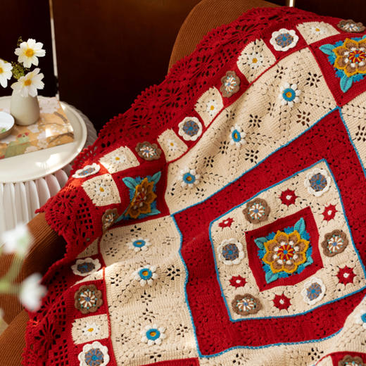 苏苏姐家盈满团花毯手工DIY编织钩针4股棉毛线团自制材料包 商品图2