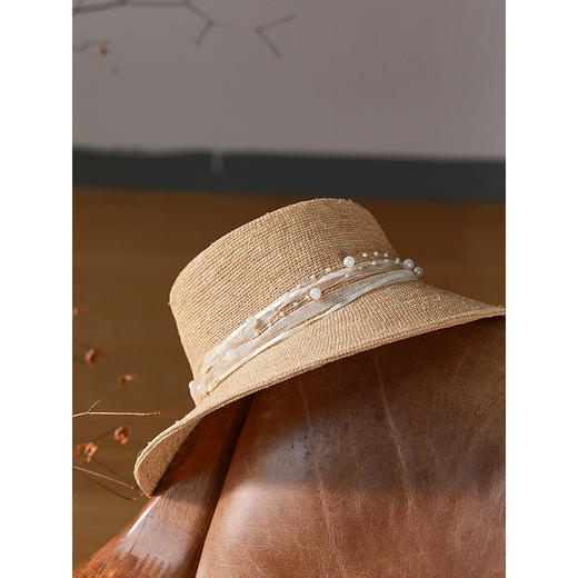 牧衣游 文艺复古拉菲草帽子休闲百搭遮阳 青燇【不支持会员折】 商品图2