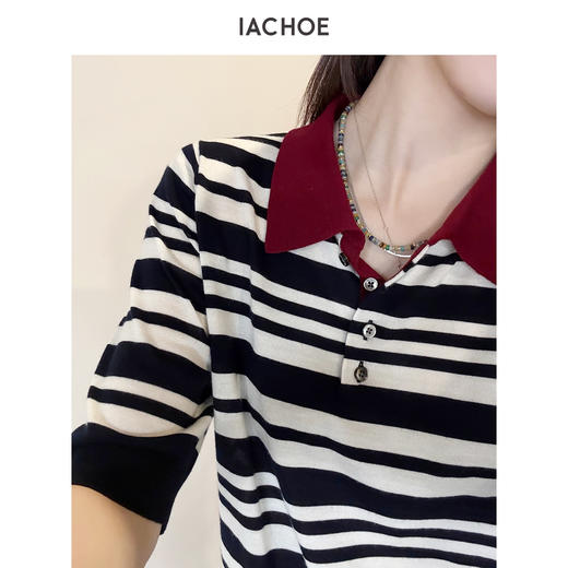 棉仓3621505013-IACHOE条纹POLO衫 商品图2