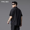 PINLI品立夏季新款设计感拼接短袖衬衫潮牌拉链宽松翻领上衣B252113039 商品缩略图2