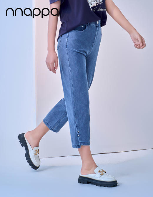 超细滑开叉瘦腿牛仔小直筒裤PA29367 商品图2