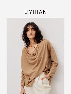 LIYIHAN序章 | 25春新款荡领通透感罩衫女长袖宽松纯色上衣休闲