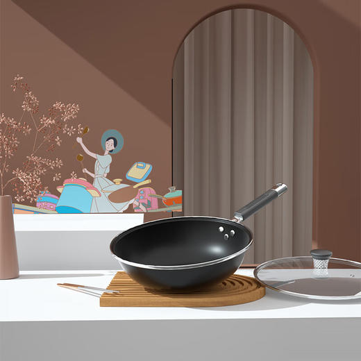 都市太太都市太太万福美食炒锅珐琅搪瓷炒锅多家用32CM燃气灶电磁炉通用 商品图1