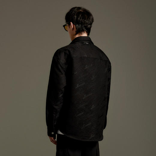 GXG男装 黑色满印暗纹提花衬衫质感微廓长袖衬衫GEX10312563 商品图2