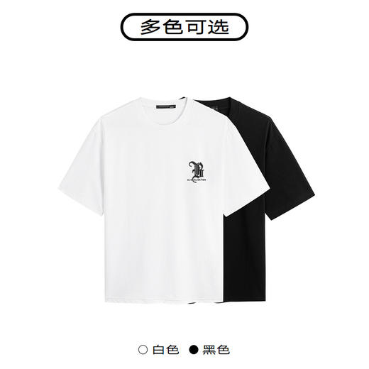 GXG男装【新品推荐】24夏季新品双色休闲简约撞色印花圆领短袖t恤男 商品图3