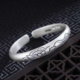 子佩集S999银【莲香氤氲】手工纯银手镯原创设计【55021261】2503