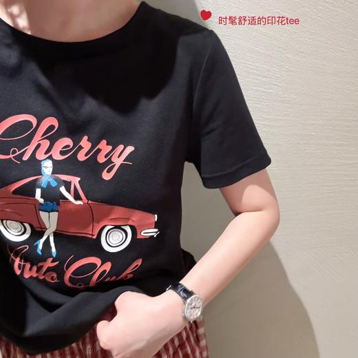 东京女子图鉴 | 时髦复古轿车女郎印花tee 黑色 商品图3