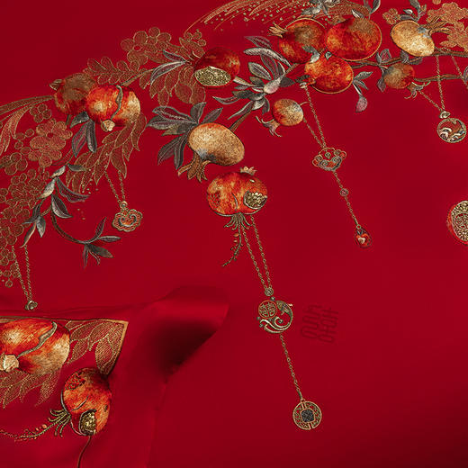 【春上新】10楼 安睡宝 全棉绣花婚庆六件套-报禧 吊牌价9599-9999元 活动价2999-3199元 商品图1