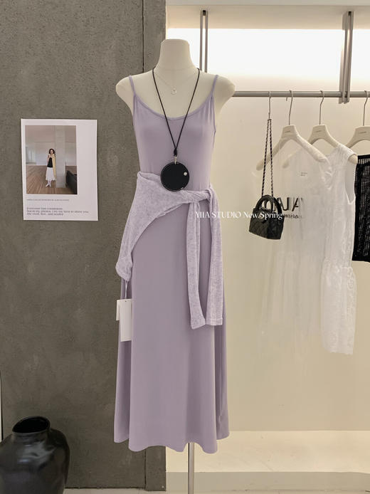 【GZ】无忧购纯欲斜肩抽绳显瘦防晒衫+温柔显瘦百搭收腰a字连衣裙套装3370-5（截单后7天发货) 商品图10