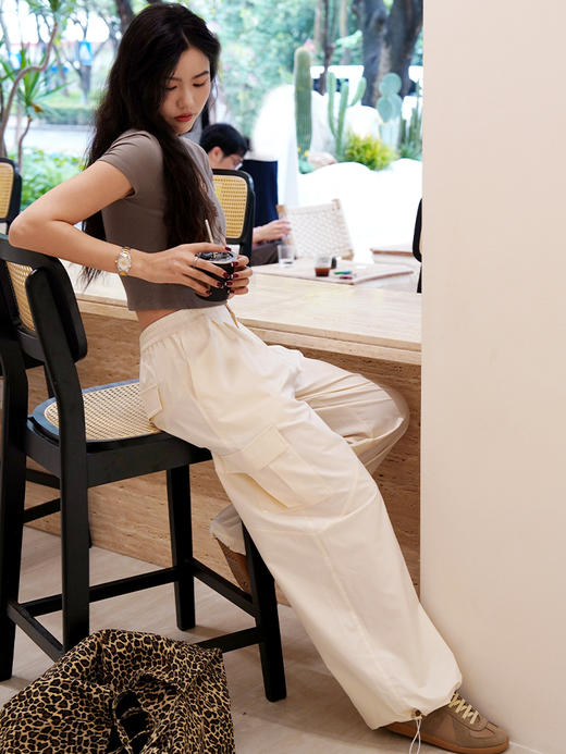 哈瓦塔新款全棉阔版带兜工装裤 H351123 商品图1