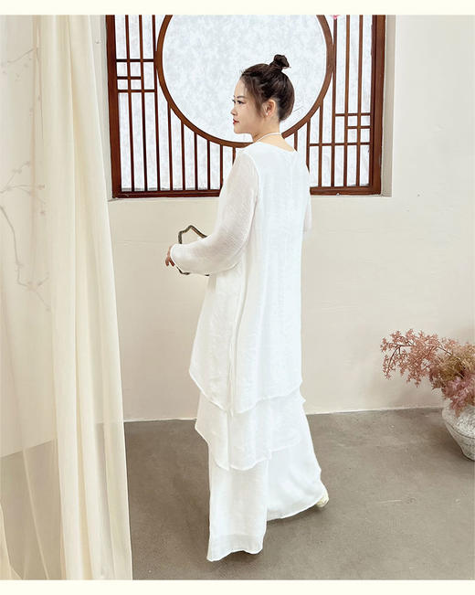 壁虎瑜伽 国风任意门【2503TZ341】棉麻中长套装（无胸垫）【5天发货】 商品图3