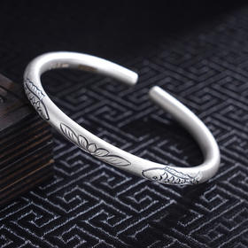 子佩集S999银【闻歌采莲】手工纯银手镯原创设计【55023234】2503