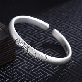 子佩集S999银【荷塘凝香】手工纯银手镯原创设计【55021221】2503