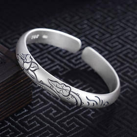 子佩集S999银【荷塘清梦】手工纯银手镯原创设计【55021237】2503