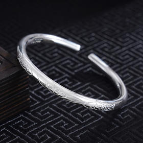 子佩集S999银【临花照水】手工纯银手镯原创设计【55023134】2503