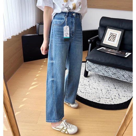 窄版系列！2025春季侧边分割设计弯刀牛仔裤女梨形九分阔腿香蕉镰刀裤！ 商品图5
