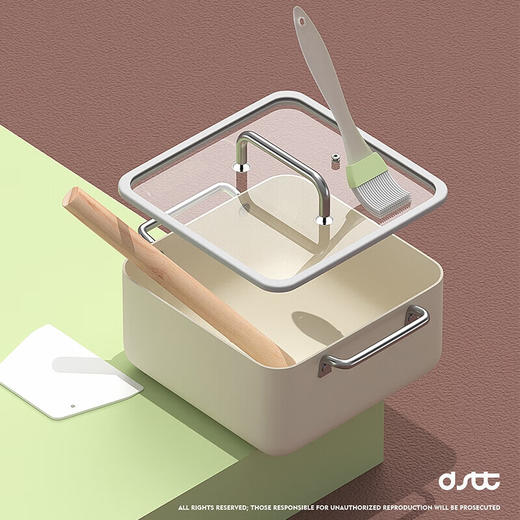 DStt都市太太悦厨苏派五件套炖锅食品级揉面垫切面板擀面杖硅胶刷套装 商品图2