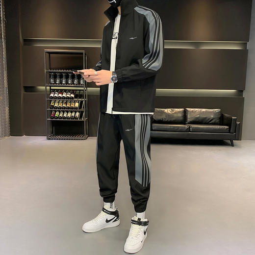 鸿星尔克春季休闲运动套装赠送卫衣三件套男女同款情侣装EK-MF02000 商品图4