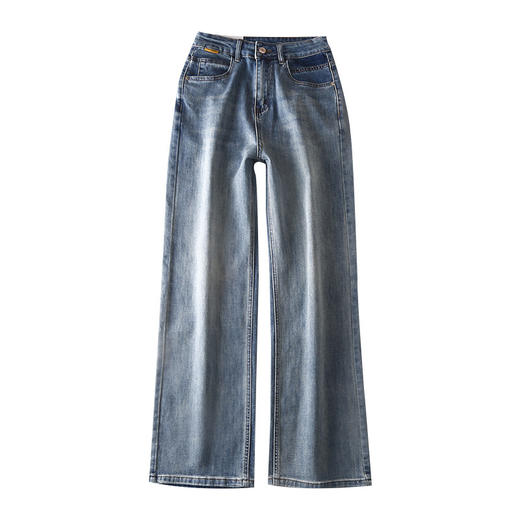 高级感浅色阔腿牛仔裤！女款2025春季新款高腰宽松垂感拖地直筒长裤子！ 商品图4