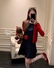 【GZ】无忧购港风复古丹宁牛仔收腰连衣裙+针织开衫套装551短/564长（现货48小时发货） 商品缩略图0