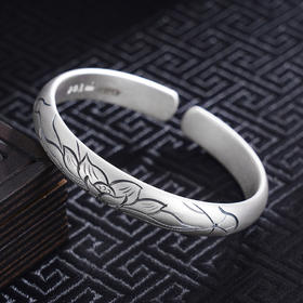 子佩集S999银【荷塘潋滟】手工纯银手镯原创设计【55021247】2503