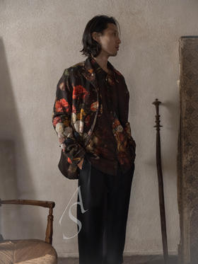 Paul Harnden 男士古典花卉油画羊毛衬衫