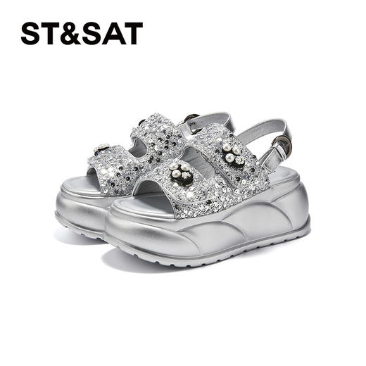 星期六时尚珍珠装饰厚底凉鞋SSD2115E2E 商品图8