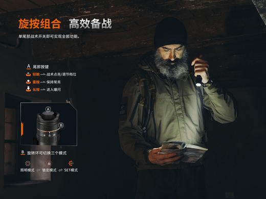 菲尼克斯 PD45R ACE自定义手电筒强光远射便携高亮直筒充电 商品图3