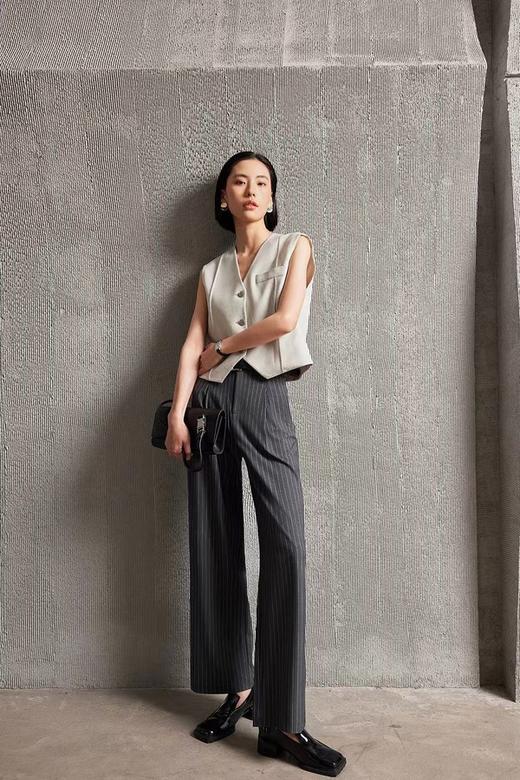 ESTELLICA 深灰色条纹阔腿西裤长裤 20005 商品图3