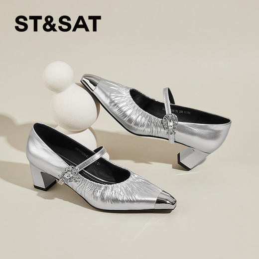 星期六法式气质通勤粗跟单鞋SSD1111E98 商品图7