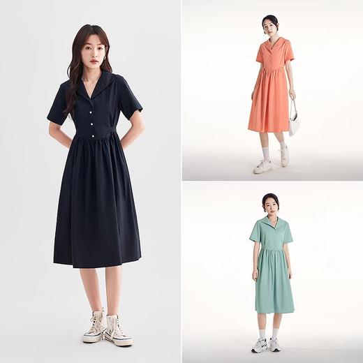 初语法式休闲气质连衣裙女2025夏季新款收腰显瘦通勤短袖衬衫长裙 商品图4