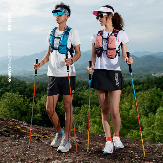 奥尼捷登山杖四节折叠超轻铝合金徒步越野手杖铝合金登山杖行山杖多功能M杖  一对装含网袋 商品图3