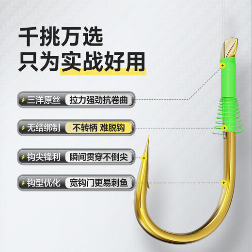 汉鼎无结金海夕子线双钩20付休闲翘嘴子线钩成品双钩鱼钩钓鱼用具 商品图1