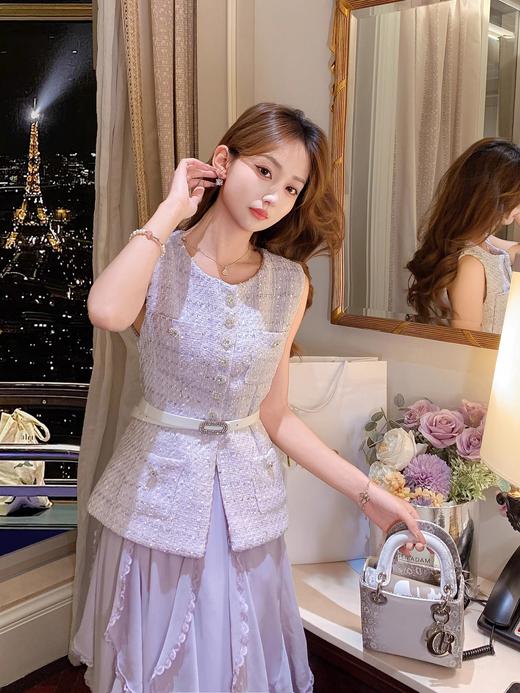 张心子【紫雾香氛】名媛风小香风无袖马甲收腰背心U2503071 商品图10