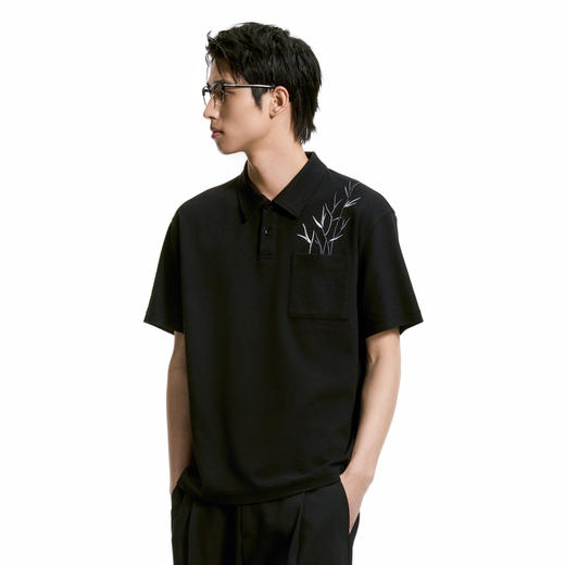 GXG男装 新中式刺绣国风设计感短袖polo衫男翻领短袖t恤 24夏热卖 商品图2